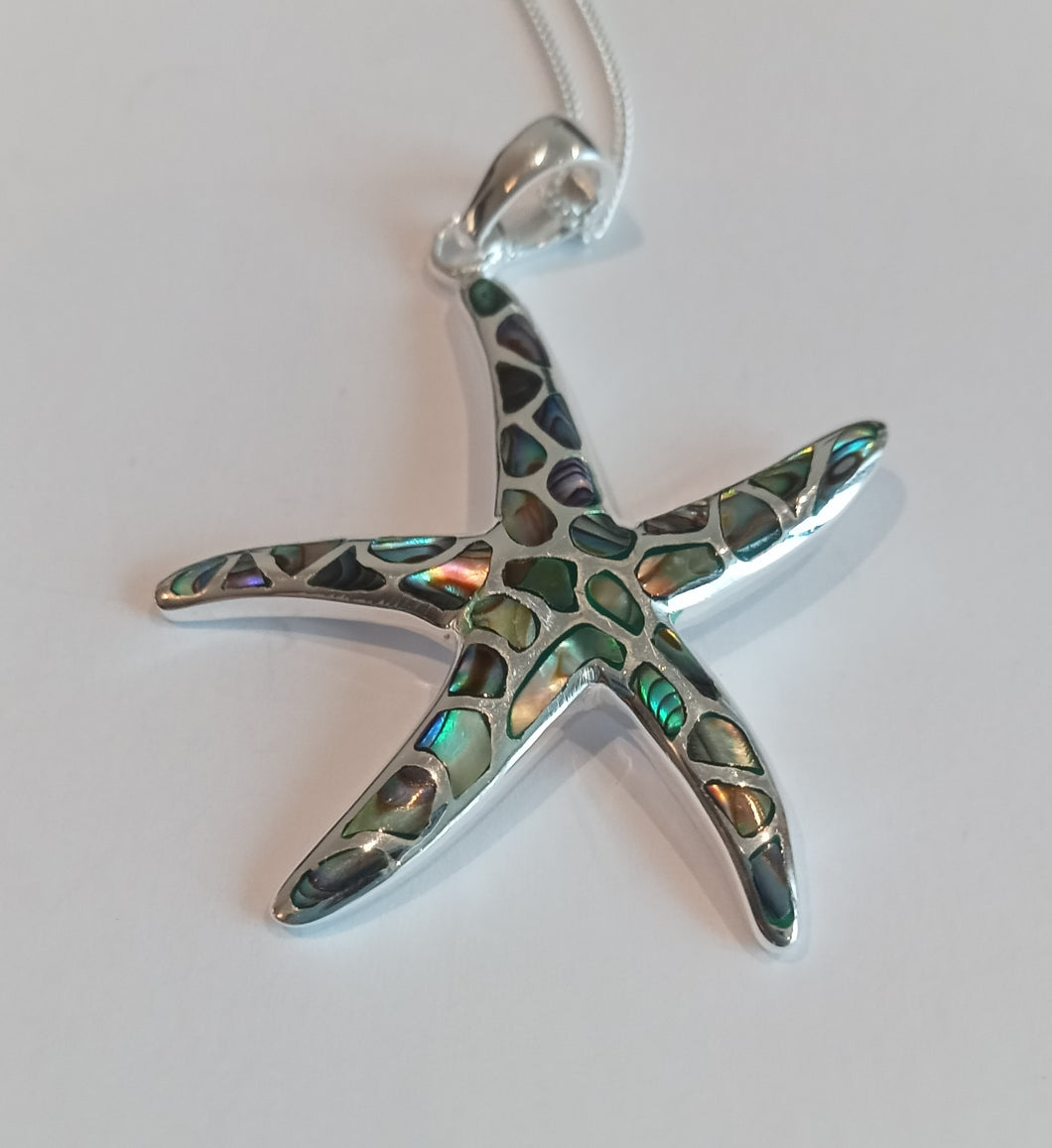 Abalone Shell Mosaic Starfish Pendant