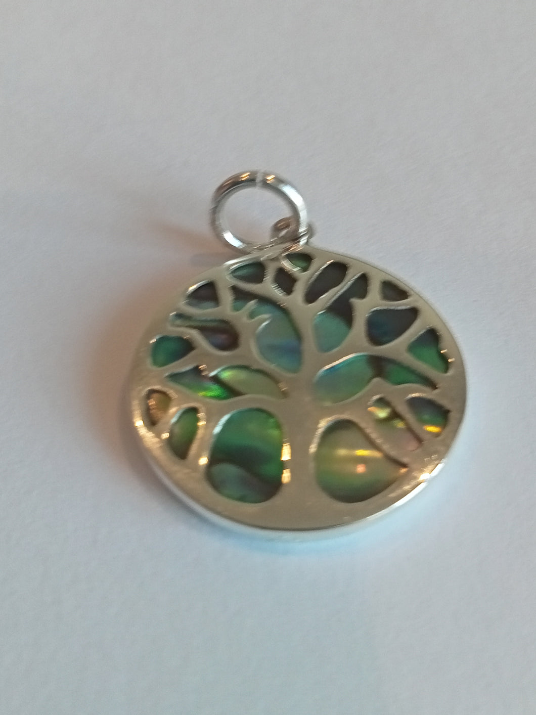 Abalone Shell Silver Tree of Life Pendant