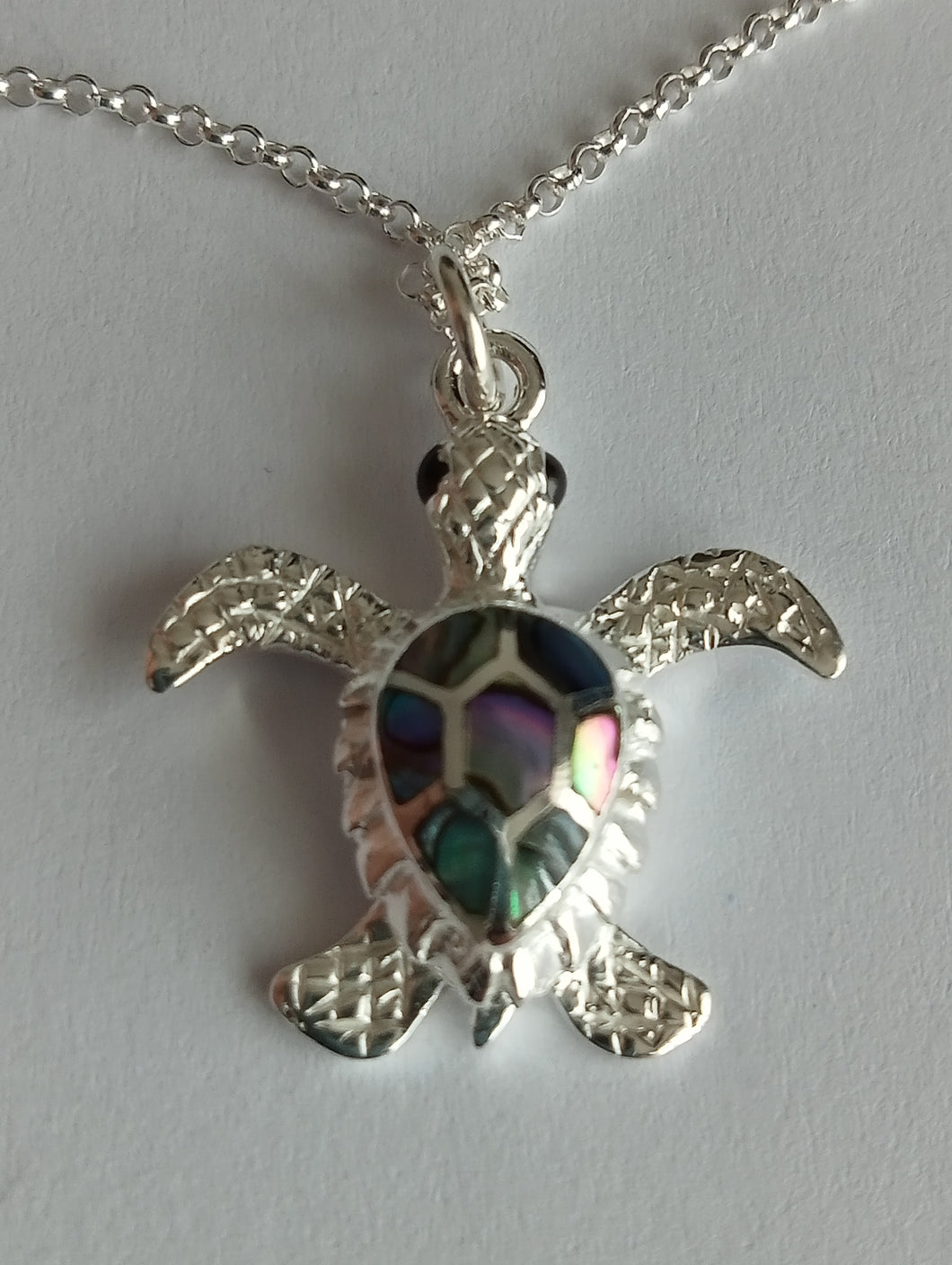 Small Turtle Pendant made with Abalone Shell and Silver