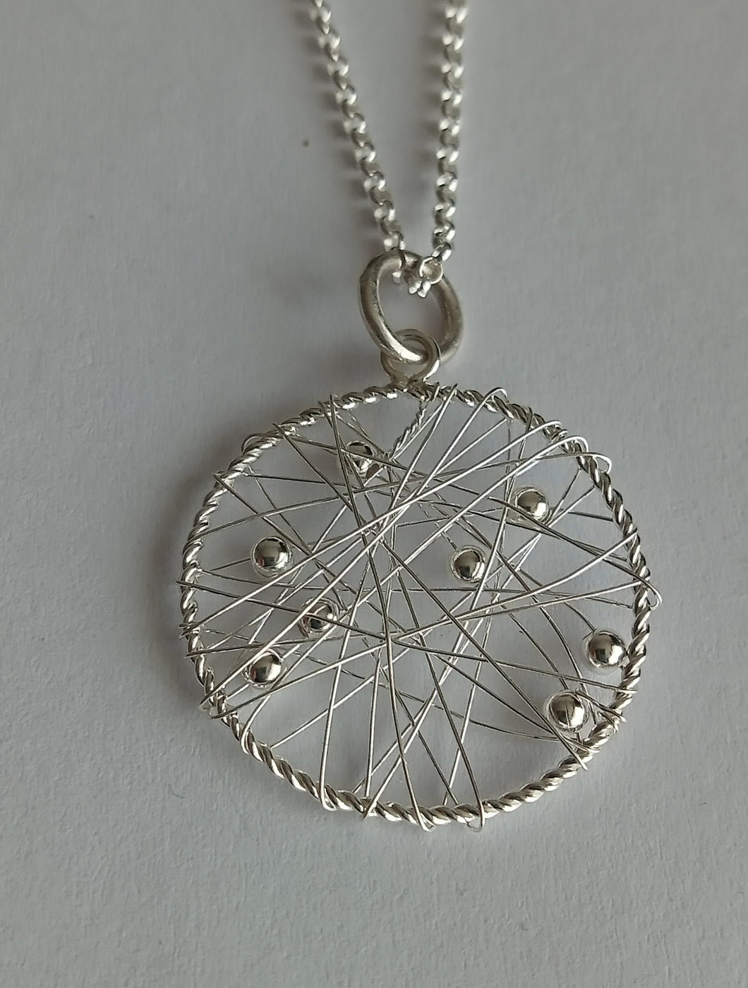 Silver Wire Webbed Pendant