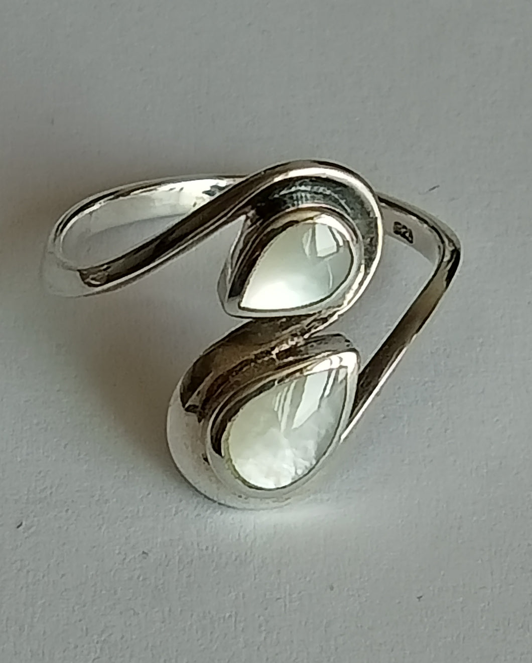 Two Tear Drop Mother of Pearl Ring