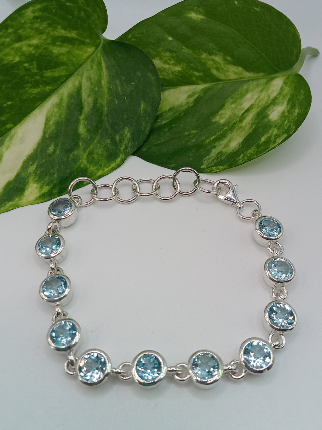 Silver Blue Apatite Bracelet