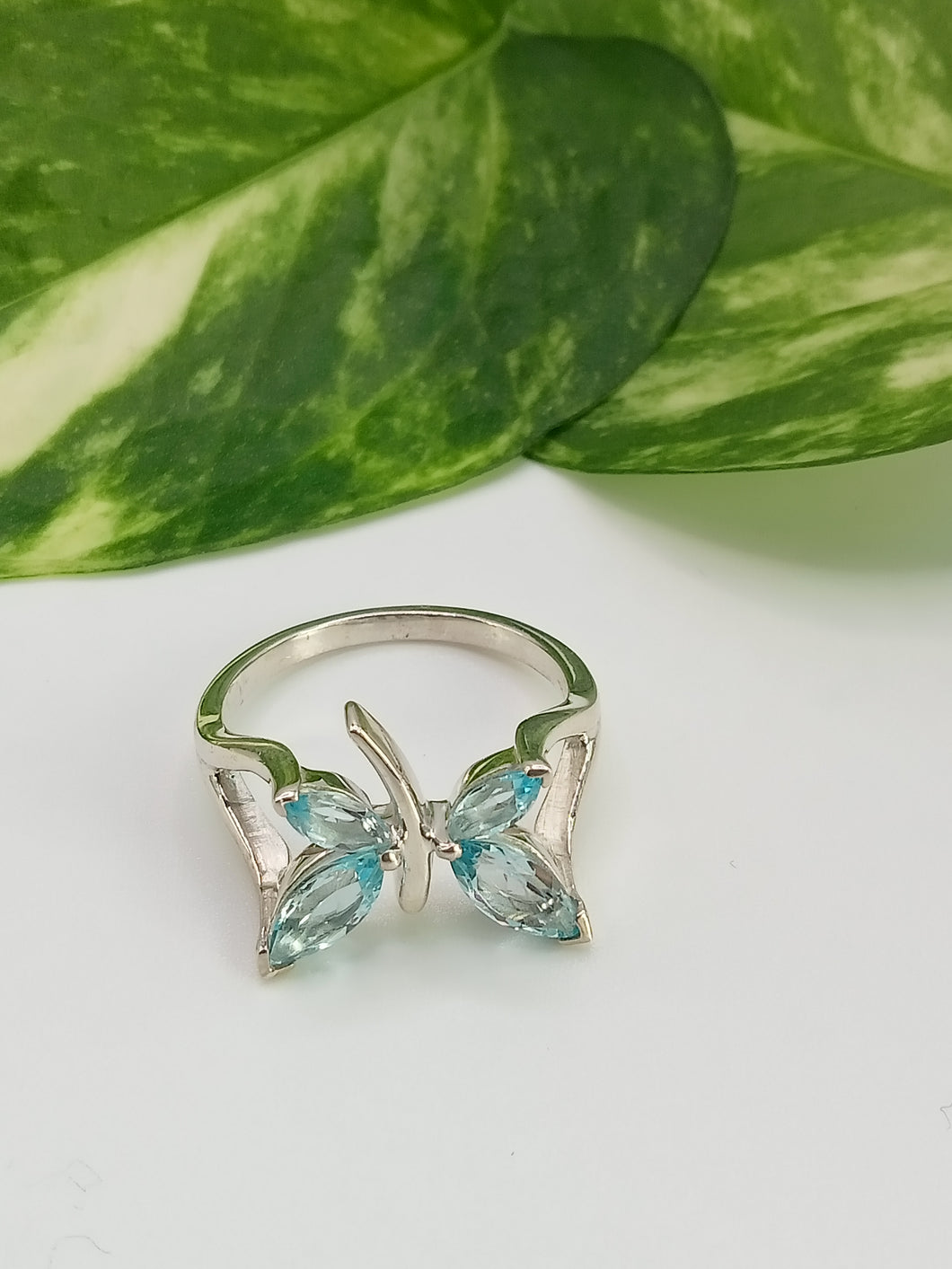 Aqua Marine Butterfly Ring