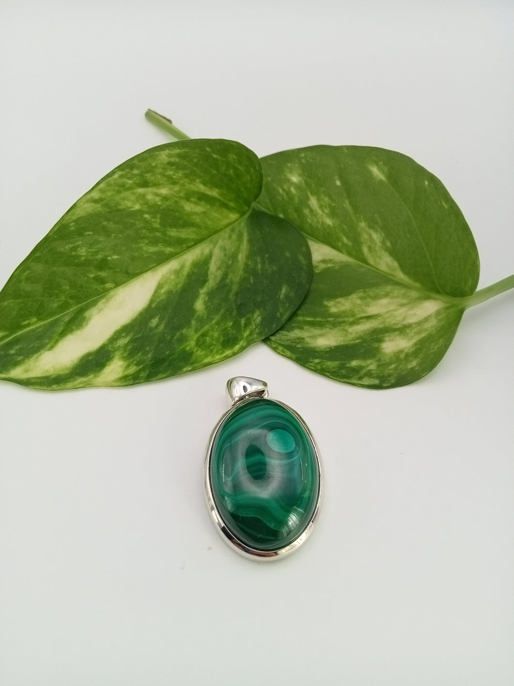 Oval Green Malachite Pendant